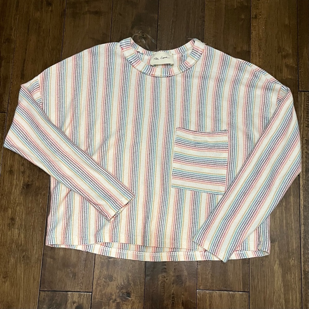 The Cove woven rainbow cropped top